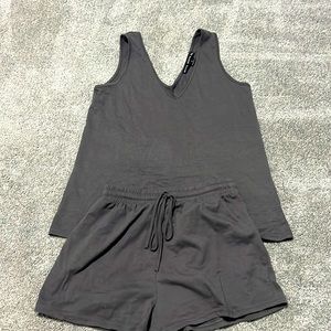 Dark Grey Blouse  and Short Set